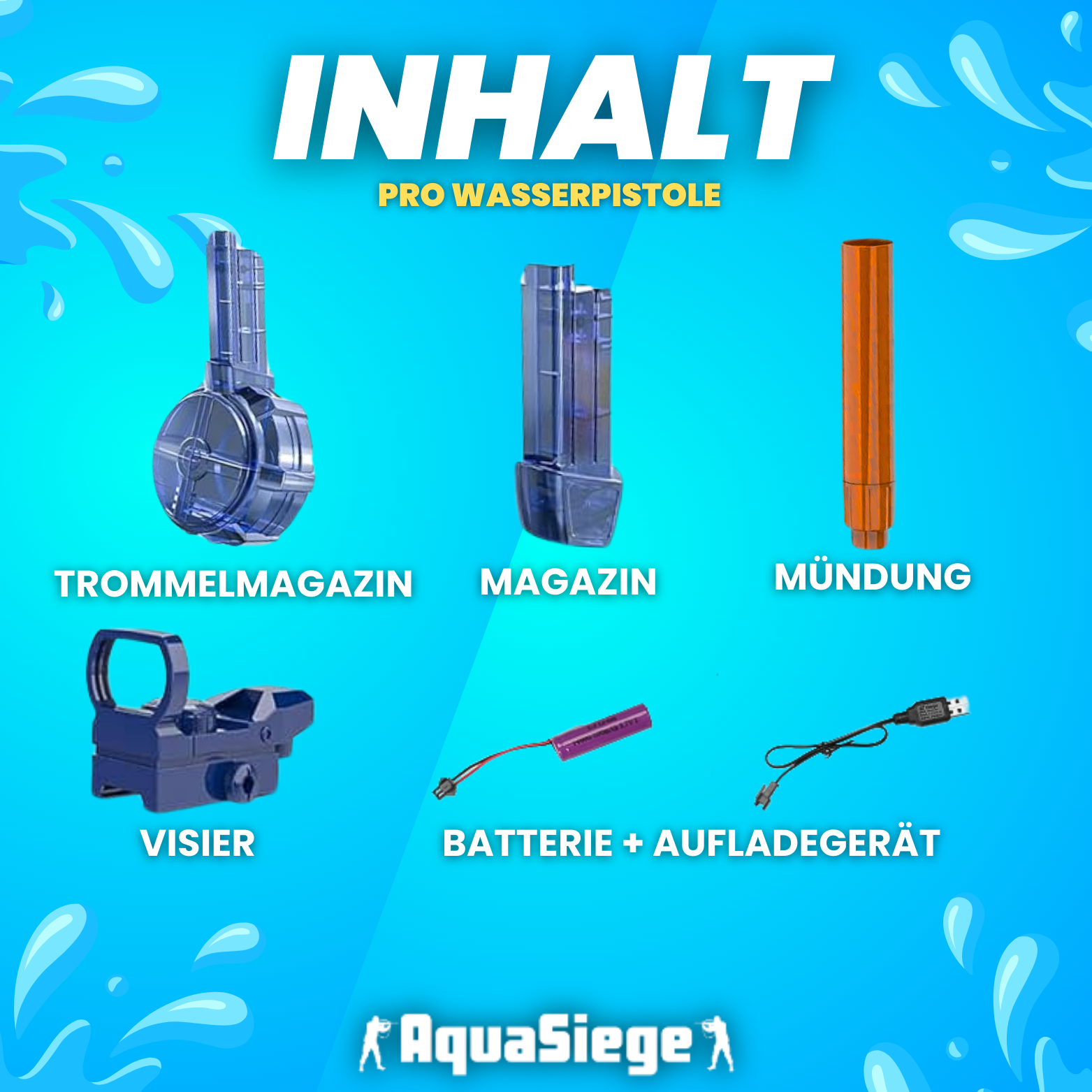 AquaSiege Wasserpistolen – Dein Sommermoment jetzt in deiner Hand.